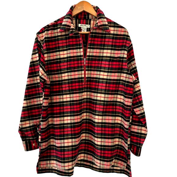 Vintage Eddie Bauer Women's Plaid Tunic 100% Cotton Pullover Sz. Medium Relaxed - Picture 2 of 10